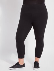 Black Flattering Cotton Crop Legging (Plus Size) - Black