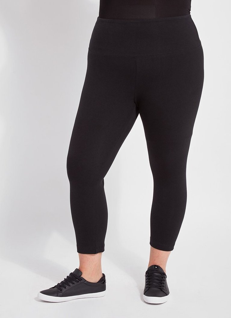 Black Flattering Cotton Crop Legging (Plus Size) - Black