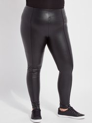 Black Hi Waist Vegan Leather Legging (Plus Size) - Black