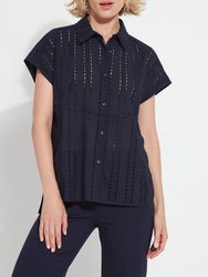 Cornet Cotton Eyelet Top - True Navy