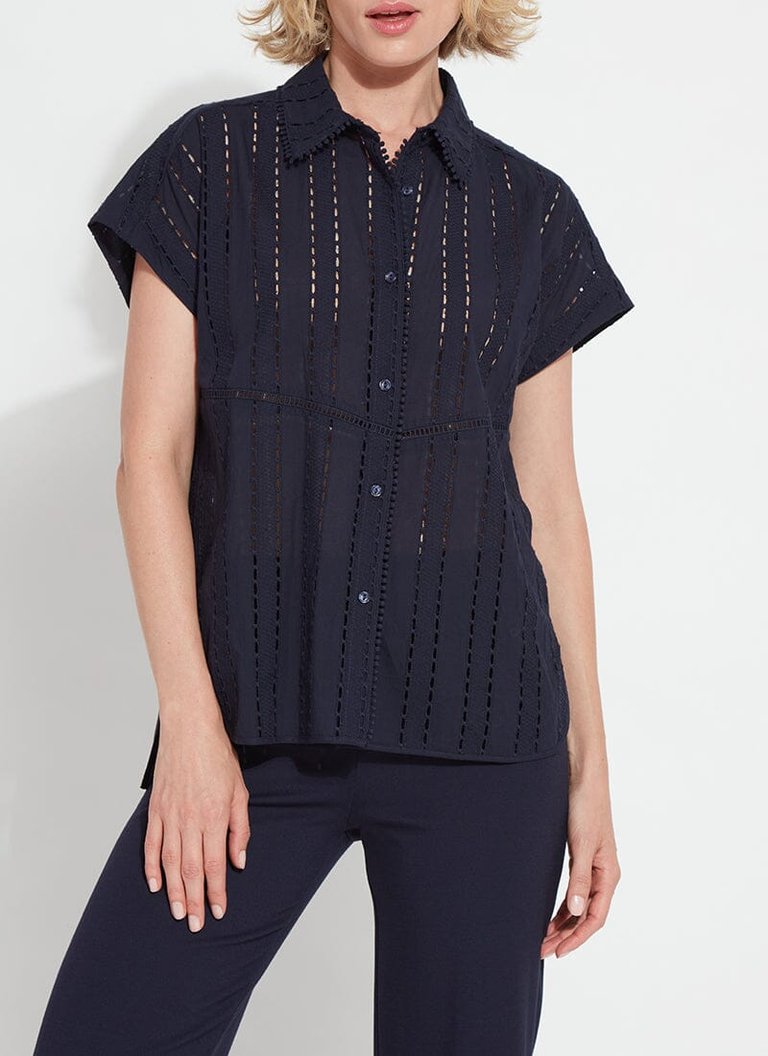 Cornet Cotton Eyelet Top - True Navy