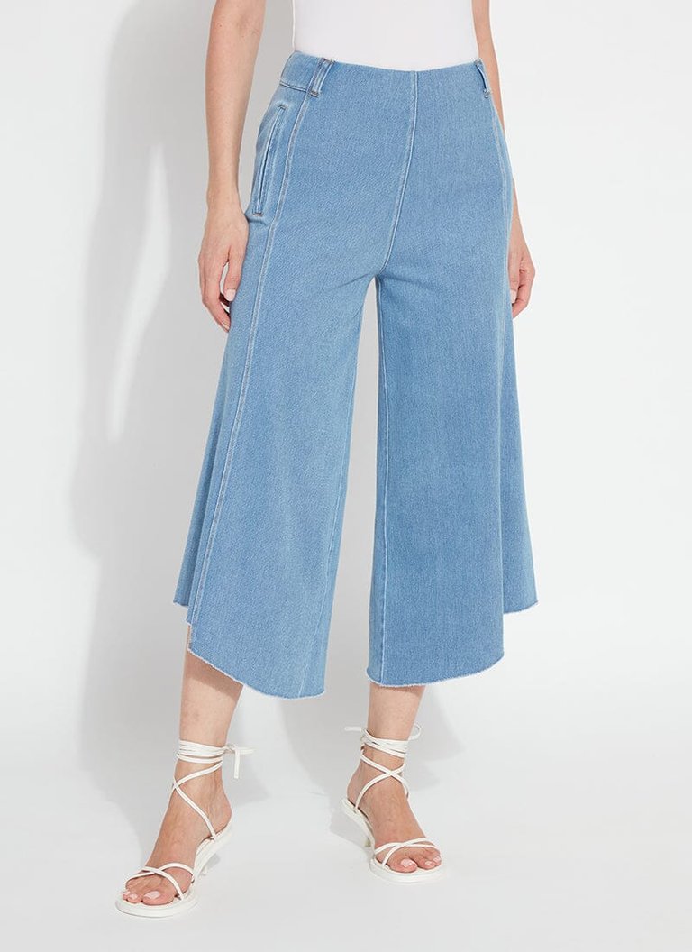 Echo Denim Culottes (23" Inseam) - Bleached Blue