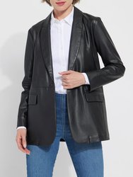 Eira Vegan Leather Blazer - Black