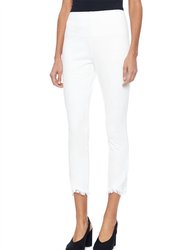 Fringe Tulip Hem Denim Pant - White