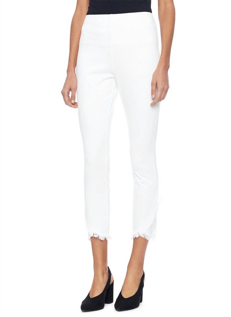 Fringe Tulip Hem Denim Pant - White