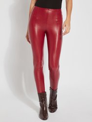 Hi Waist Vegan Leather Legging - Red Mahogany