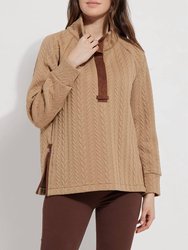 Iris Quilted Jersey Pullover - Warm Biscuit