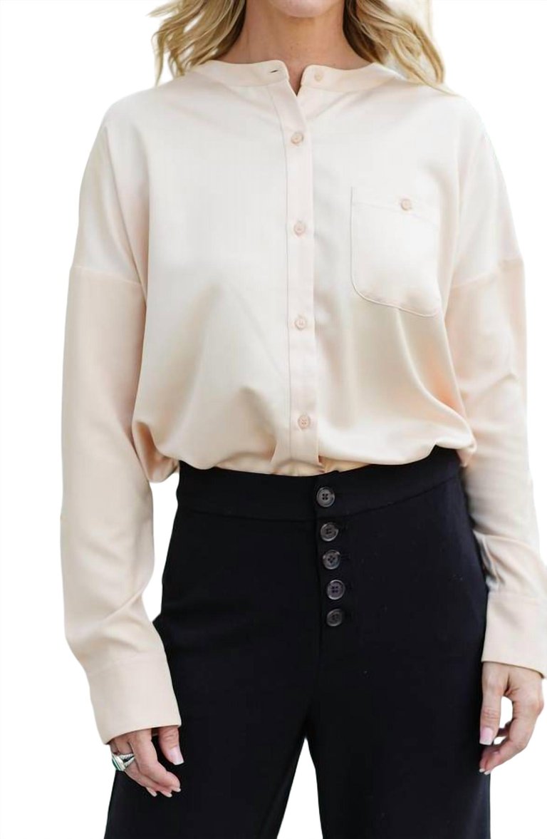 Kat Button Down Blouse In Macadamia - Macadamia