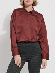 Kristin Stitched Satin Shirt - Auburn