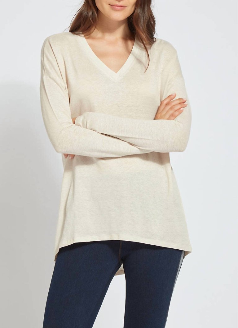 Mya Long Sleeve Tee In Crisp Chino - Crisp Chino