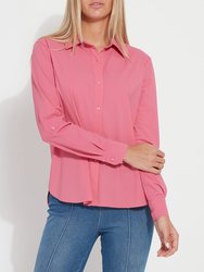 Roll Tab Connie Shirt (Plus Size) - Coral Rose