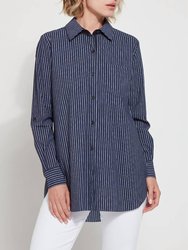 Schiffer Button Down Shirt - Navy Contrast Stripe