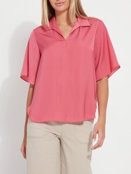 Telia Cropped Pull On Top - Coral Rose