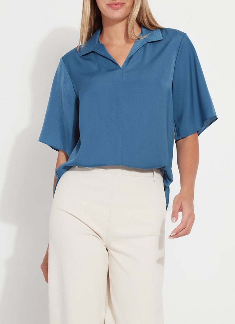 Telia Cropped Pull On Top - Magnetic Blue