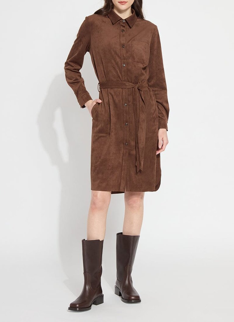 Vegan Suede Schiffer Dress - Warm Brown