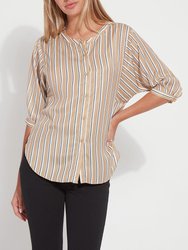 Viviana Satin Shirt - Neutrality Stripe