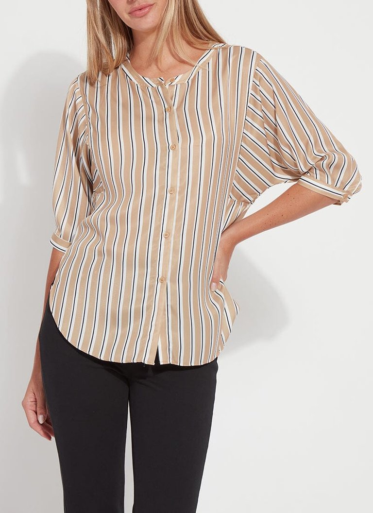 Viviana Satin Shirt - Neutrality Stripe