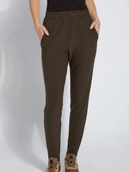 Women's Autumnal Gathered Waist Pant In Deep Olive - Deep Olive