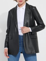 Women's Eira Vegan Leather Blazer - Black