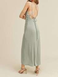 All The Drama Ruched Halter Midi Dress