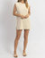 Alys Knit Shoulder Pad Mini Dress - Cream