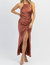 Biltmore Satin Shirring Dress - Rust