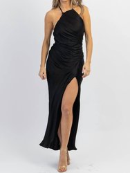Biltmore Satin Shirring Dress - Black