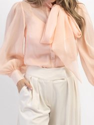 Bisous Organza Bow Blouse - Rosey