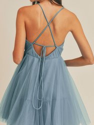 Blue Tulle Mini Dress