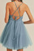 Blue Tulle Mini Dress