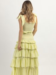 Charm Smocked Maxi Skirt Set - Lime