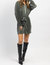 Disco Belt Plisse Mini Dress In Olive