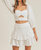 Eyelet Crop Top And Mini Skirt Set - White