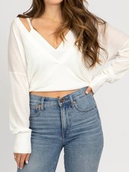 Layered Attached Knit Top - White