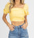 Linen Puff Sleeve Open-Back Crop - Yellow