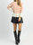 Madeline Faux Leather Pleated Mini Skirt - Black