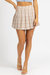 Plaid Pleated Mini Skirt - Taupe