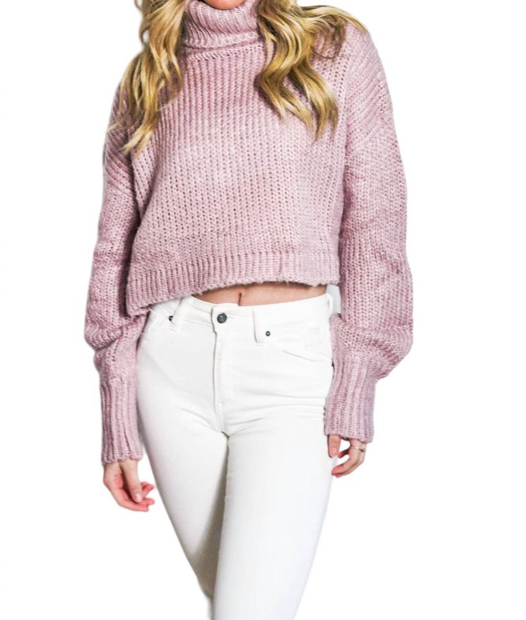 Rib-Knit Turtleneck Sweater - Lavender