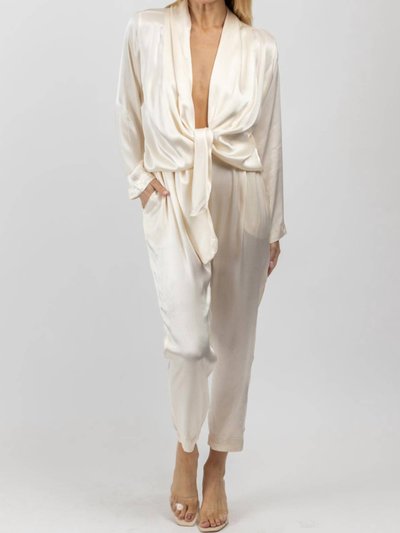 MABLE Satin Open-Front Tie Jumpsuit product