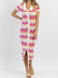 Stripe Crochet Midi Dress
