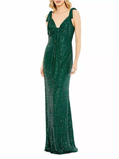 Mac Duggal Ieena- Sequined Low Back Bow Shoulder Gown product