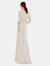 Long Sleeve Ruched Faux Wrap Sequined Gown