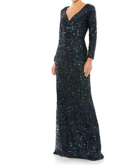 Mac Duggal Long Sleeve Sequined Gown product