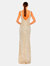 Sequined Sleeveless V-Neck Gown