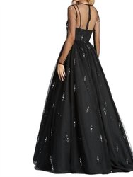 Sheer Sleeve Ball Gown