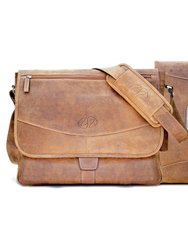 14" MacCase Premium Leather MacBook Pro Messenger Bag w/ Sleeve - Vintage