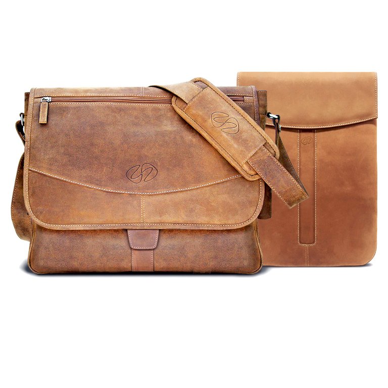 MacCase Premium Leather iPad Pro 12.9 Messenger Bag w/ Sleeve - Vintage