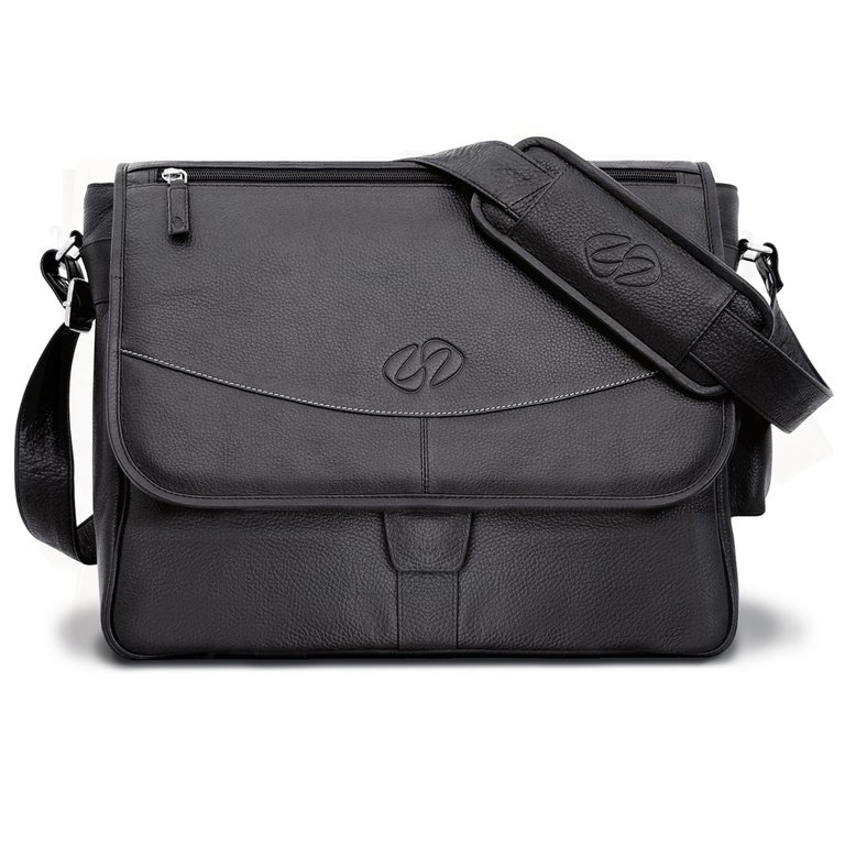 MacCase Premium Leather Messenger Bag - Black