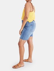 High Rise Mid Length Denim Shorts