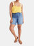 High Rise Mid Length Denim Shorts